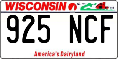 WI license plate 925NCF