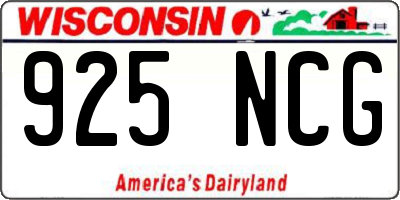 WI license plate 925NCG