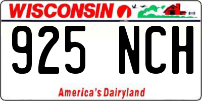 WI license plate 925NCH