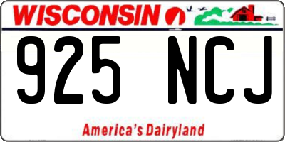 WI license plate 925NCJ