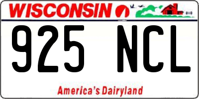 WI license plate 925NCL