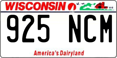 WI license plate 925NCM
