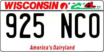 WI license plate 925NCO