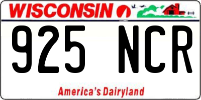 WI license plate 925NCR