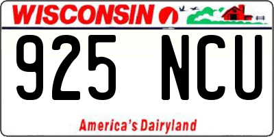 WI license plate 925NCU
