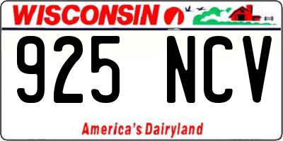 WI license plate 925NCV