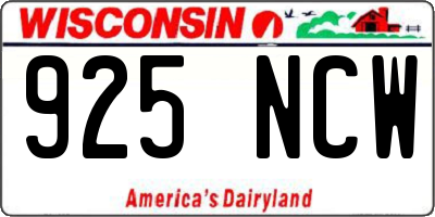 WI license plate 925NCW