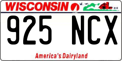 WI license plate 925NCX