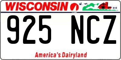 WI license plate 925NCZ