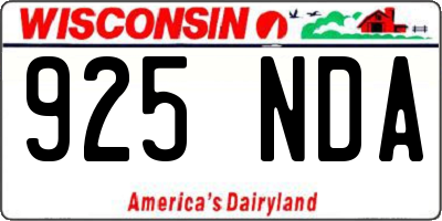 WI license plate 925NDA