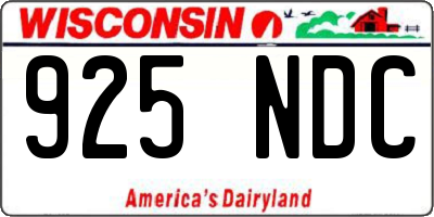 WI license plate 925NDC