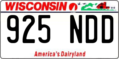 WI license plate 925NDD