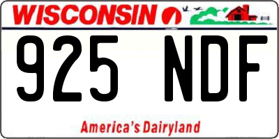 WI license plate 925NDF