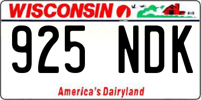 WI license plate 925NDK