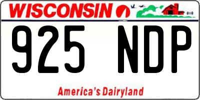 WI license plate 925NDP
