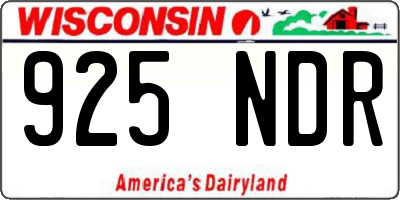 WI license plate 925NDR
