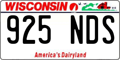 WI license plate 925NDS