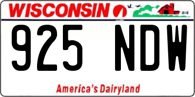 WI license plate 925NDW
