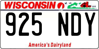 WI license plate 925NDY