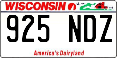 WI license plate 925NDZ