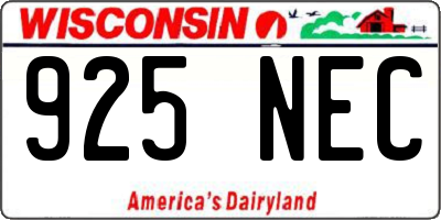 WI license plate 925NEC