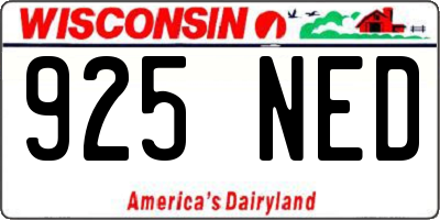 WI license plate 925NED