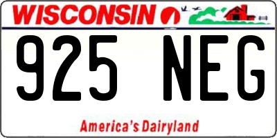WI license plate 925NEG