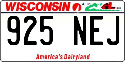 WI license plate 925NEJ