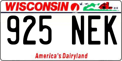 WI license plate 925NEK