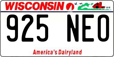 WI license plate 925NEO