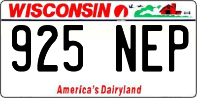 WI license plate 925NEP