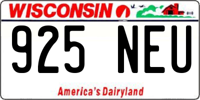 WI license plate 925NEU