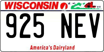 WI license plate 925NEV