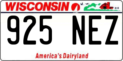 WI license plate 925NEZ