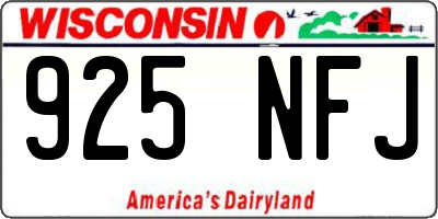 WI license plate 925NFJ