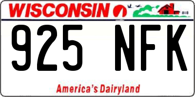 WI license plate 925NFK