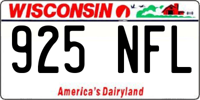 WI license plate 925NFL