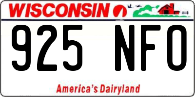 WI license plate 925NFO