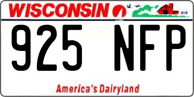 WI license plate 925NFP
