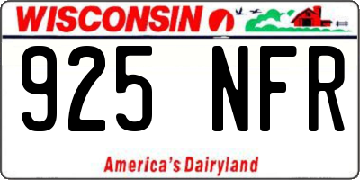 WI license plate 925NFR