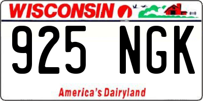 WI license plate 925NGK