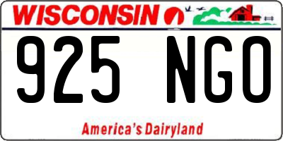 WI license plate 925NGO