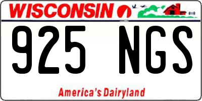 WI license plate 925NGS