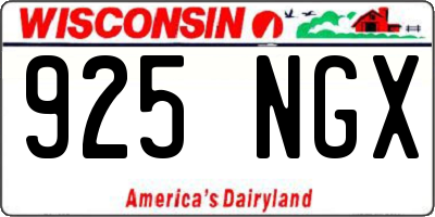 WI license plate 925NGX