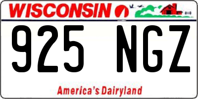 WI license plate 925NGZ