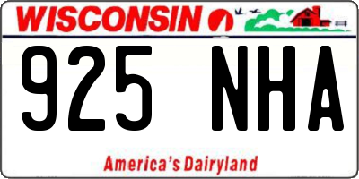 WI license plate 925NHA