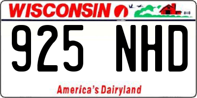 WI license plate 925NHD
