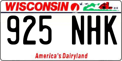 WI license plate 925NHK