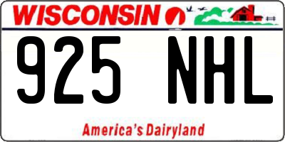 WI license plate 925NHL