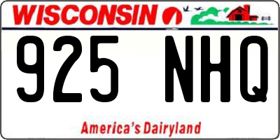 WI license plate 925NHQ